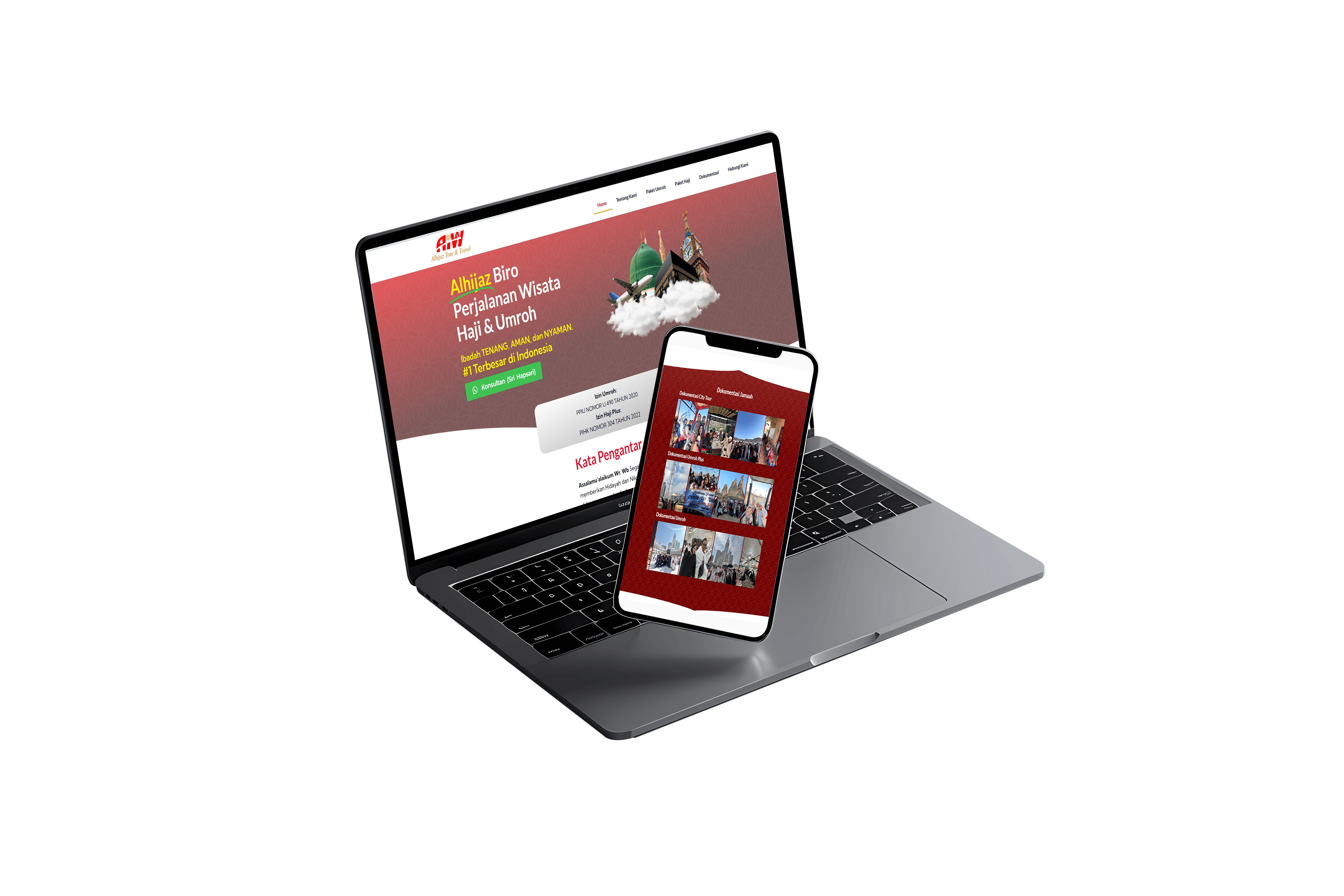 Mockup project Alhijaz - Transformasi Digital Agensi Travel